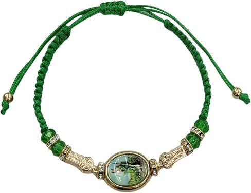 Saint Benedict/Saint Jude Beaded Bracelet for Women And Men Adjustable Braided Rope Bracelet Green in Saudi Arabia