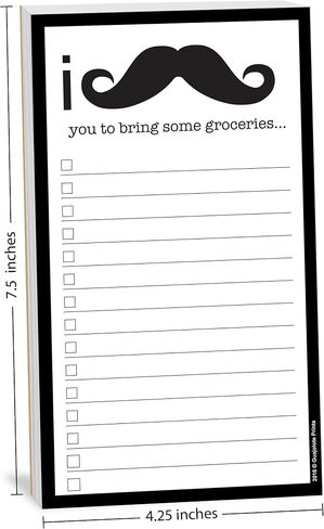 Funny Magnetic Grocery List, Manly Man With Mustache, 4.25 x 7.5 inch, 50 Sheets in Kuwait