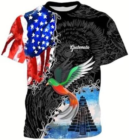 DFZ Guatemala Flag T-Shirt Boys Short Sleeve Crew Neck T-Shirt Guatemala for Children's Tops in Kuwait