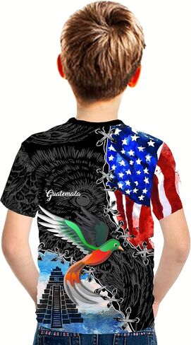 DFZ Guatemala Flag T-Shirt Boys Short Sleeve Crew Neck T-Shirt Guatemala for Children's Tops in Kuwait