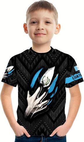 DFZ Guatemala Flag T-Shirt Boys Short Sleeve Crew Neck T-Shirt Guatemala for Children's Tops in Kuwait