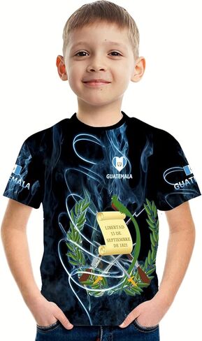 DFZ Guatemala Flag T-Shirt Boys Short Sleeve Crew Neck T-Shirt Guatemala for Children's Tops in Kuwait