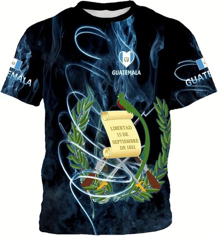 DFZ Guatemala Flag T-Shirt Boys Short Sleeve Crew Neck T-Shirt Guatemala for Children's Tops in Kuwait