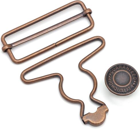 2 Sets 2 inch Overall Buckles Replacement, Metal Suspender Buckle Overall Clips with Buckle Slider and Buttons(Gun Black) in Kuwait