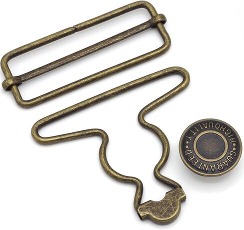 2 Sets 2 inch Overall Buckles Replacement, Metal Suspender Buckle Overall Clips with Buckle Slider and Buttons(Gun Black) in Kuwait