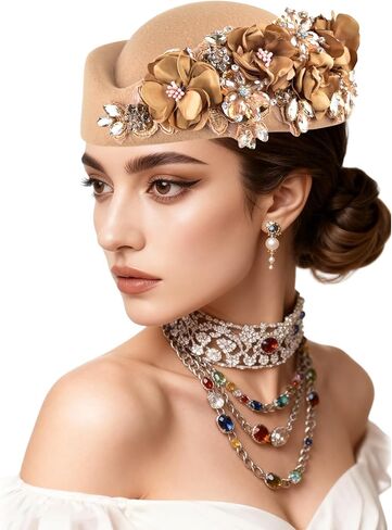 قبعات الكنيسة للنساء غطاء الرأس مع قبعة نسائية ناعمة للنساء ، شعرت قبعة ، زفاف لقبعة الزفاف in Kuwait