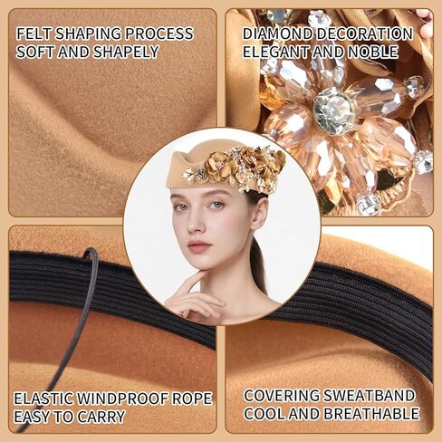 قبعات الكنيسة للنساء غطاء الرأس مع قبعة نسائية ناعمة للنساء ، شعرت قبعة ، زفاف لقبعة الزفاف in Kuwait