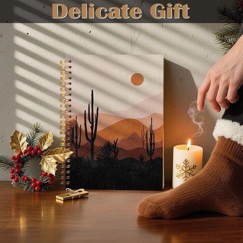 FITIE Boho Spiral Notebook 5.5x8.3, Sun Sunshine Mountain Desert Aesthetic Journal Notebooks for Note Taking, Boho Office Supplies in Kuwait