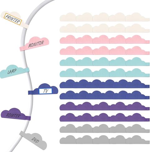 قربوكلي 24pcs ملصقات الكابلات لتنظيم الأسلاك وتحديد هوية ، ترقية ملصقات سلك كبيرة الحجم لإدارة كابل الإلكتروني in Kuwait