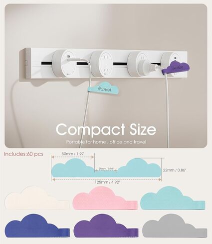 قربوكلي 24pcs ملصقات الكابلات لتنظيم الأسلاك وتحديد هوية ، ترقية ملصقات سلك كبيرة الحجم لإدارة كابل الإلكتروني in Kuwait