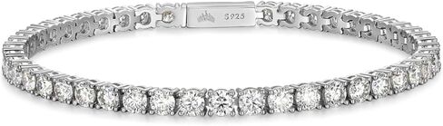 2-10 CT Moissanite 925 Sterling Silver Tennis Bracelet للنساء والرجال ، 2 مم إلى 4 مم ، سوار الأبدية القابلة للتكديس للجنسين مع قفل آمن ، مختبر تم إنشاؤه بديل الماس ، 6.5 و 7.25 بوصة in Kuwait