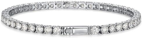 2-10 CT Moissanite 925 Sterling Silver Tennis Bracelet للنساء والرجال ، 2 مم إلى 4 مم ، سوار الأبدية القابلة للتكديس للجنسين مع قفل آمن ، مختبر تم إنشاؤه بديل الماس ، 6.5 و 7.25 بوصة in Kuwait