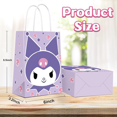 24 Pack Cartoon Party Favor Gift Bags - 12 Pattern Paper Candy Bags with Handles, Reusable Kraft Tote Bags for Kids Birthday, Baby Shower, Wedding, Graduation, Party Supplies Decorations in Saudi Arabia