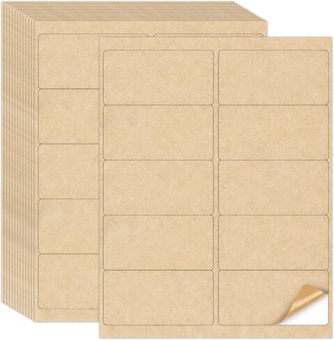 Naturalabel 30 Sheets ملصقات ملصقات Kraft القابلة للطباعة لطابعات الليزر والحبر ، 2 "× 4" - 10 لكل صفحة ، Matte (300 عدد) in Kuwait