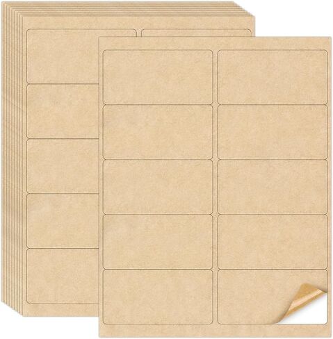 Naturalabel 30 Sheets ملصقات ملصقات Kraft القابلة للطباعة لطابعات الليزر والحبر ، 2 "× 4" - 10 لكل صفحة ، Matte (300 عدد) in Kuwait