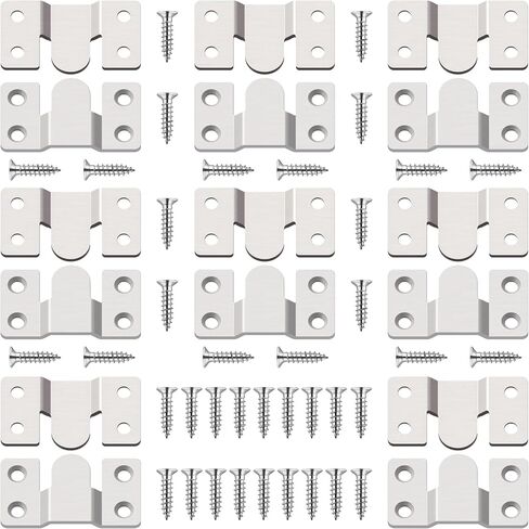 24 Pack Flush Mount Brackets 1.7in x 0.75in Black Stainless Steel Interlock Hook Picture Hanging Buckle, Heavy Duty Photo Hanger Sectional Connector Wall Mounting DIY Brackets with Screws in Kuwait