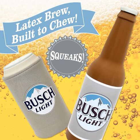 design LAB, Inc. Budweiser Beer Dog Toy | Squeaky Toy Rubber Beer Bottle & Can with Drink Cozy 2 Pack Set of Toys | Interactive Dog Toys for Chewing, Fetch, and Fun in Kuwait