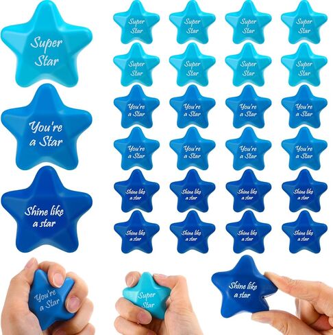 Soulchen 24 Pcs Gold Star Stress Balls 2.2 Inch Inspirational Squeeze Balls Bulk Relief Anxiety Employee Appreciation Award Student Mini Star Motivational Foam Toys for Rewards Bag Filler Party Favor in Saudi Arabia