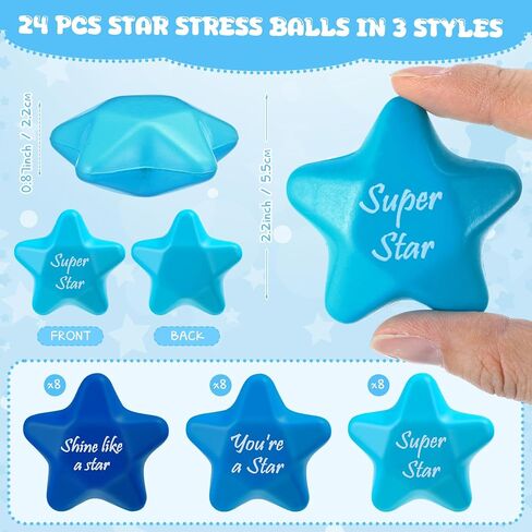 Soulchen 24 Pcs Gold Star Stress Balls 2.2 Inch Inspirational Squeeze Balls Bulk Relief Anxiety Employee Appreciation Award Student Mini Star Motivational Foam Toys for Rewards Bag Filler Party Favor in Saudi Arabia