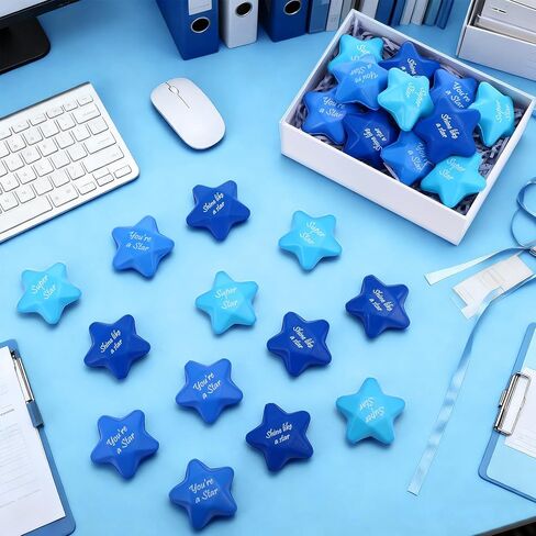 Soulchen 24 Pcs Gold Star Stress Balls 2.2 Inch Inspirational Squeeze Balls Bulk Relief Anxiety Employee Appreciation Award Student Mini Star Motivational Foam Toys for Rewards Bag Filler Party Favor in Saudi Arabia