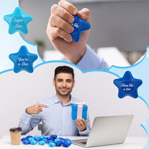 Soulchen 24 Pcs Gold Star Stress Balls 2.2 Inch Inspirational Squeeze Balls Bulk Relief Anxiety Employee Appreciation Award Student Mini Star Motivational Foam Toys for Rewards Bag Filler Party Favor in Saudi Arabia