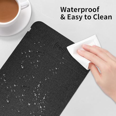 وسادة الماوس اللاسلكية السريعة 15W ، لوحة مكتب مكتب مع قاعدة مطاطية غير قابلة للانزلاق فائقة الانزلاق ، موسباد مقاوم للماء لأجهزة الكمبيوتر/المكتب/العمل/المنزل/وسادة iPhone Samsung (أسود) in Kuwait