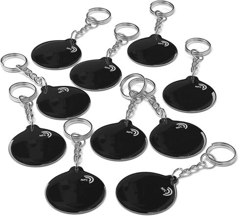 ZHAOYU 5PCS Blalck NFC Keychains NTAG213 Chips Programmable NFC Tags NFC Keyfobs NFC Cards，Compatible with NFC-Enabled Phones & Devices in Kuwait