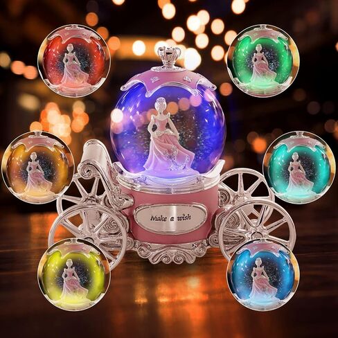 Cinderella Snow Globe Music Box for Girls, Snow Globes for Girls Color Changing LED Lights Snowglobe Musical Box for Women Kids Mom Daughter Birthday Christmas Mother's Day Valentine Gifts in Saudi Arabia