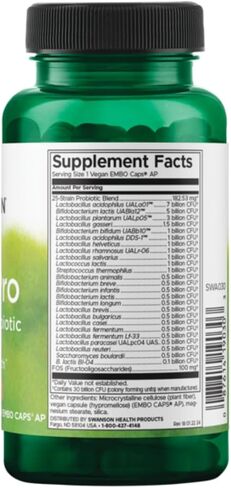 Swanson Epic-Pro 25-train Probiotic 30 مليار CFU الجهاز الهضمي الدعم لدعم الجهاز المناعي ما قبل Nutraflora FOS 30 DRCAPS كبسولات الخضار (CAPS) (2 عبوة) in Saudi Arabia