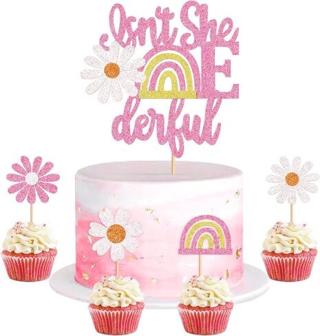 24 Pack Daisy Oh Baby Toppers Birthday Daisy Birthday Party Decor Boho Groovy Favors Supplies Cake Decorations for Daisy Flower Baby Shower Birthday Party in Saudi Arabia