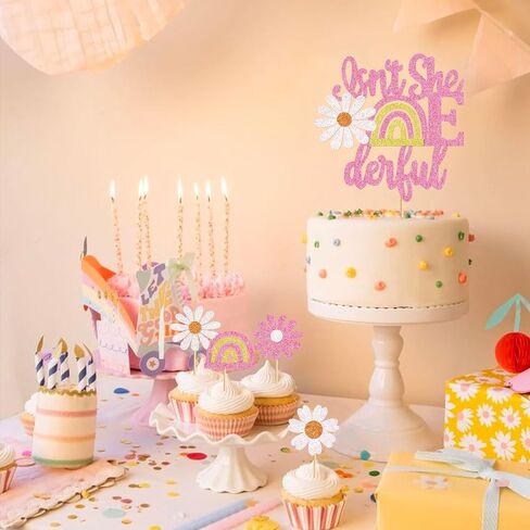 24 Pack Daisy Oh Baby Toppers Birthday Daisy Birthday Party Decor Boho Groovy Favors Supplies Cake Decorations for Daisy Flower Baby Shower Birthday Party in Saudi Arabia