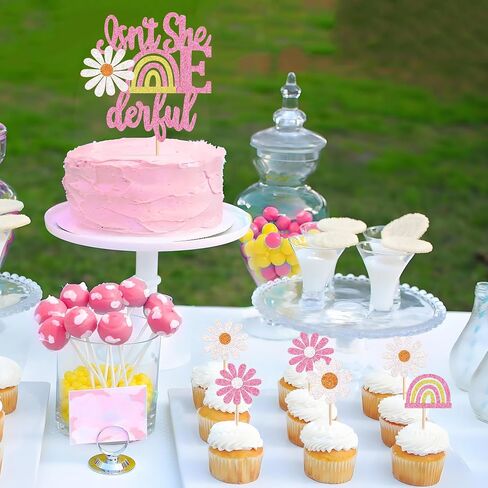 24 Pack Daisy Oh Baby Toppers Birthday Daisy Birthday Party Decor Boho Groovy Favors Supplies Cake Decorations for Daisy Flower Baby Shower Birthday Party in Saudi Arabia