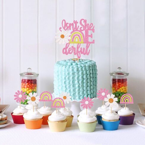 24 Pack Daisy Oh Baby Toppers Birthday Daisy Birthday Party Decor Boho Groovy Favors Supplies Cake Decorations for Daisy Flower Baby Shower Birthday Party in Saudi Arabia