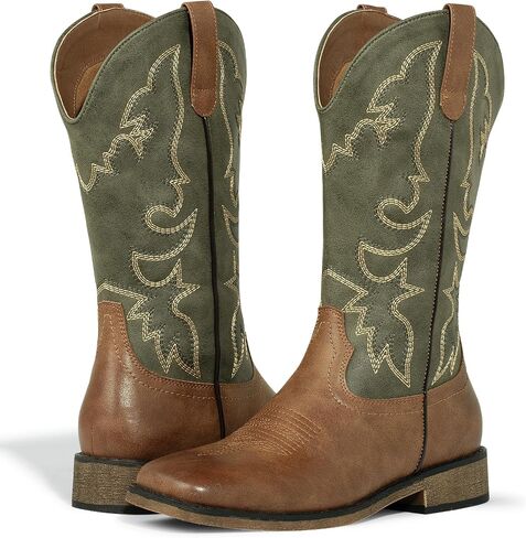 J's.o.l.e Square Toe Cowboy Cowgirl Boots for Women Mid Calf Ladies Fashion Embroidered Western Boots in Saudi Arabia