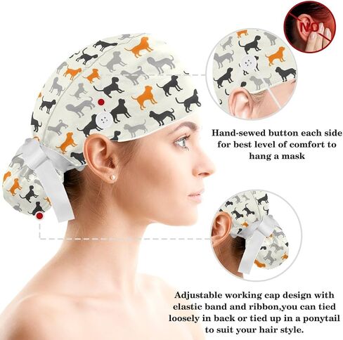 Scrub Caps Women with Button,Adjustable Surgical Caps with Ponytail Pouch,Cherry Pink Seamless Fruit Working Cap with Bow in Saudi Arabia