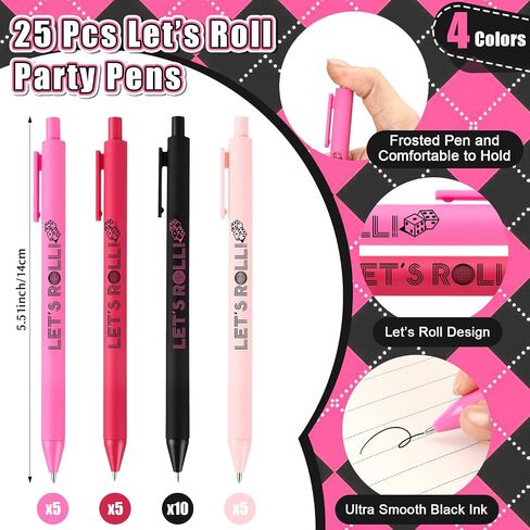 50 Pcs Let's Roll Ballpoint Pens Bulk Game Night Gifts for Guests Women Dice Game Players Casino Themed Wedding Party Supplies Las Vegas Night Party Favors in Saudi Arabia