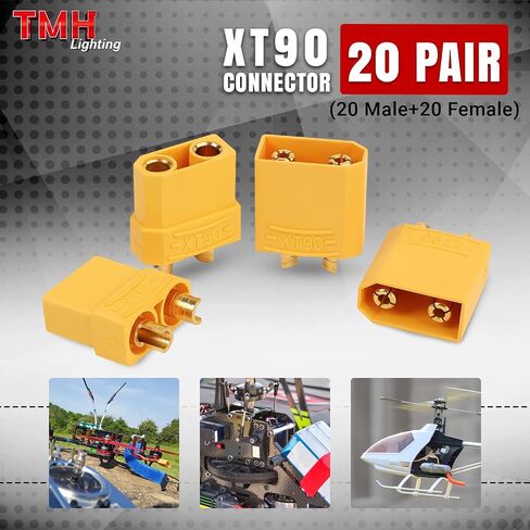 مجموعة توصيل موصل TMH XT90 (5 أزواج)-اتصالات من الذكور والإناث-جهات اتصال نايلون مرتفعة من النايلون والذهب-مثالية لبطاريات Lipo ، RC Drones ، FPV ، ESC & DIY مشاريع in Saudi Arabia