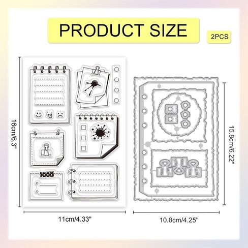Globleland Book Review Lable Lable Clear Stamp and Cutting Diays Set for Card Making Diary Silicone Clear Stamp Metal Notes Cat Die Cuts for Diy Scrapbooking Photo Abrum in Saudi Arabia