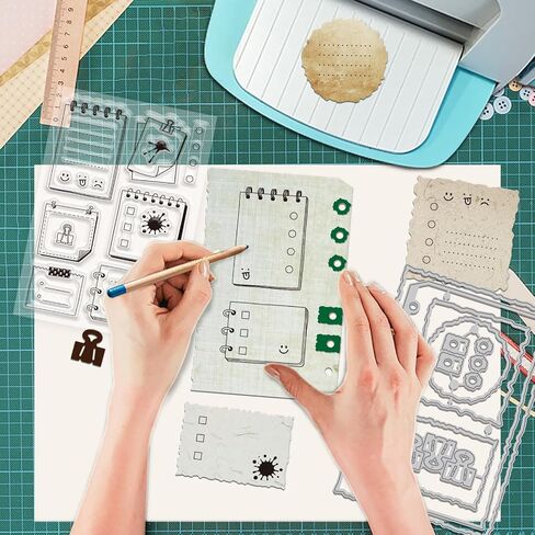 Globleland Book Review Lable Lable Clear Stamp and Cutting Diays Set for Card Making Diary Silicone Clear Stamp Metal Notes Cat Die Cuts for Diy Scrapbooking Photo Abrum in Saudi Arabia