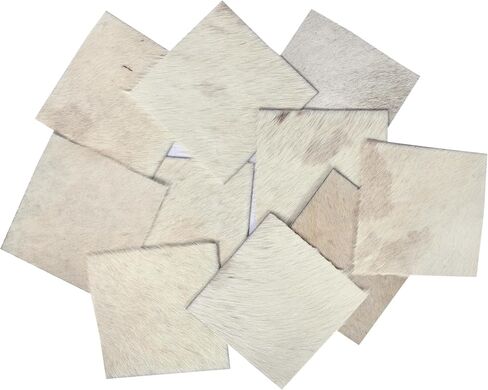 Genuine Cowhide Leather Pieces, Natural Mixed Colors, Decorative Hair-On Hide Squares 15 x 6.5 inch (Pack of 10) in Kuwait