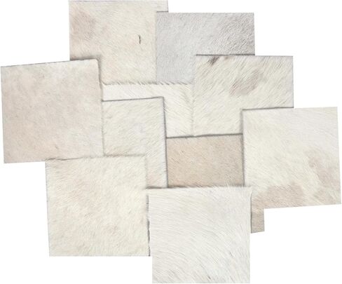 Genuine Cowhide Leather Pieces, Natural Mixed Colors, Decorative Hair-On Hide Squares 15 x 6.5 inch (Pack of 10) in Kuwait