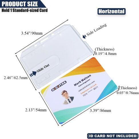 Bulk 50 Pack Hard Plastic Badge Holder-Horizontal Heavy Duty ID Card Holder for Badges-Rigid Case Single ID Protector with Easy Access Thumb Slot for Clips,Lanyards & Reels-Frosted Clear by DiDiSTAR in Saudi Arabia