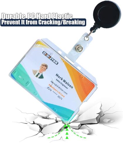 Bulk 50 Pack Hard Plastic Badge Holder-Horizontal Heavy Duty ID Card Holder for Badges-Rigid Case Single ID Protector with Easy Access Thumb Slot for Clips,Lanyards & Reels-Frosted Clear by DiDiSTAR in Saudi Arabia