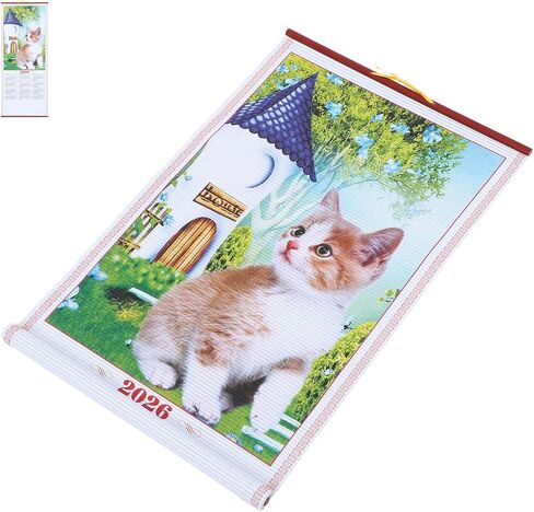 Horse Year 2026 Faux Rattan Hanging Scroll Calendar Traditional Chinese New Year Wall Calendar for Living Room Decorations in Saudi Arabia