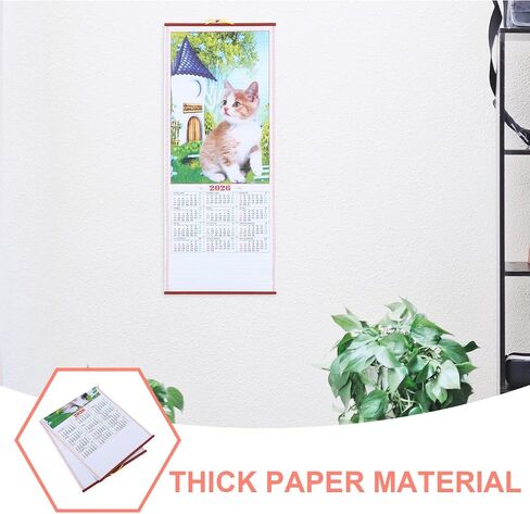 Horse Year 2026 Faux Rattan Hanging Scroll Calendar Traditional Chinese New Year Wall Calendar for Living Room Decorations in Saudi Arabia