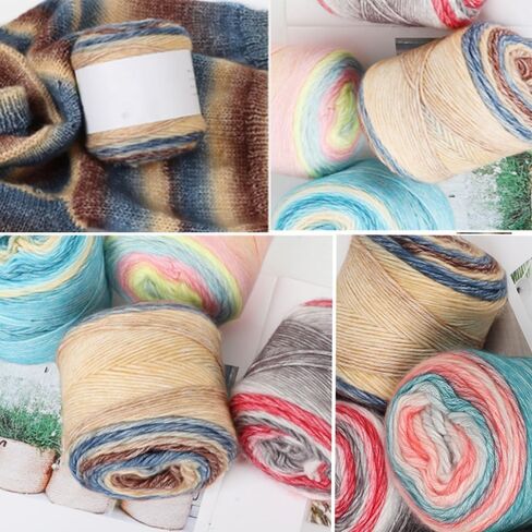 Yarniss Crochet Cake Yarn for Knitting, Gradient-Colored Ombre Yarn for Blanket&Shawl, Rainbow Cotton Yarn 2x150g in Kuwait