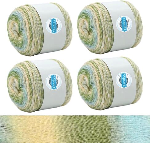 Yarniss Crochet Cake Yarn for Knitting, Gradient-Colored Ombre Yarn for Blanket&Shawl, Rainbow Cotton Yarn 2x150g in Kuwait
