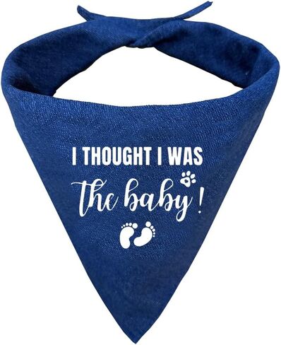Big Brother to My Little Human Dog Bandana, Pet Dog Triangle Scarf, Adjustable Comfortable Triangle Dogs Scarf, Baby Announcement Photo Props, Blue Denim Pet Kerchief for Small Medium Dogs in Kuwait