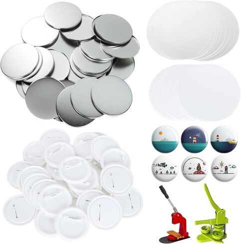 800 Pieces Button Maker Supplies 58mm/2.25 inch Round Badge Button Parts for Button Maker Machine, Includes Blank Pin Back Cover, Metal Cover, Clear Film, Blank Paper in Kuwait