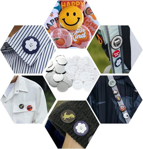 800 Pieces Button Maker Supplies 58mm/2.25 inch Round Badge Button Parts for Button Maker Machine, Includes Blank Pin Back Cover, Metal Cover, Clear Film, Blank Paper in Kuwait